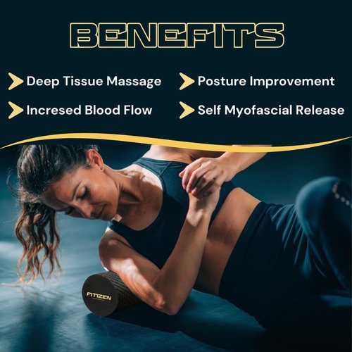 Fitizen Foam Roller - Deep Tissue Muscle Massage for Back Pain Relief | Ideal for Home Gym & Yoga