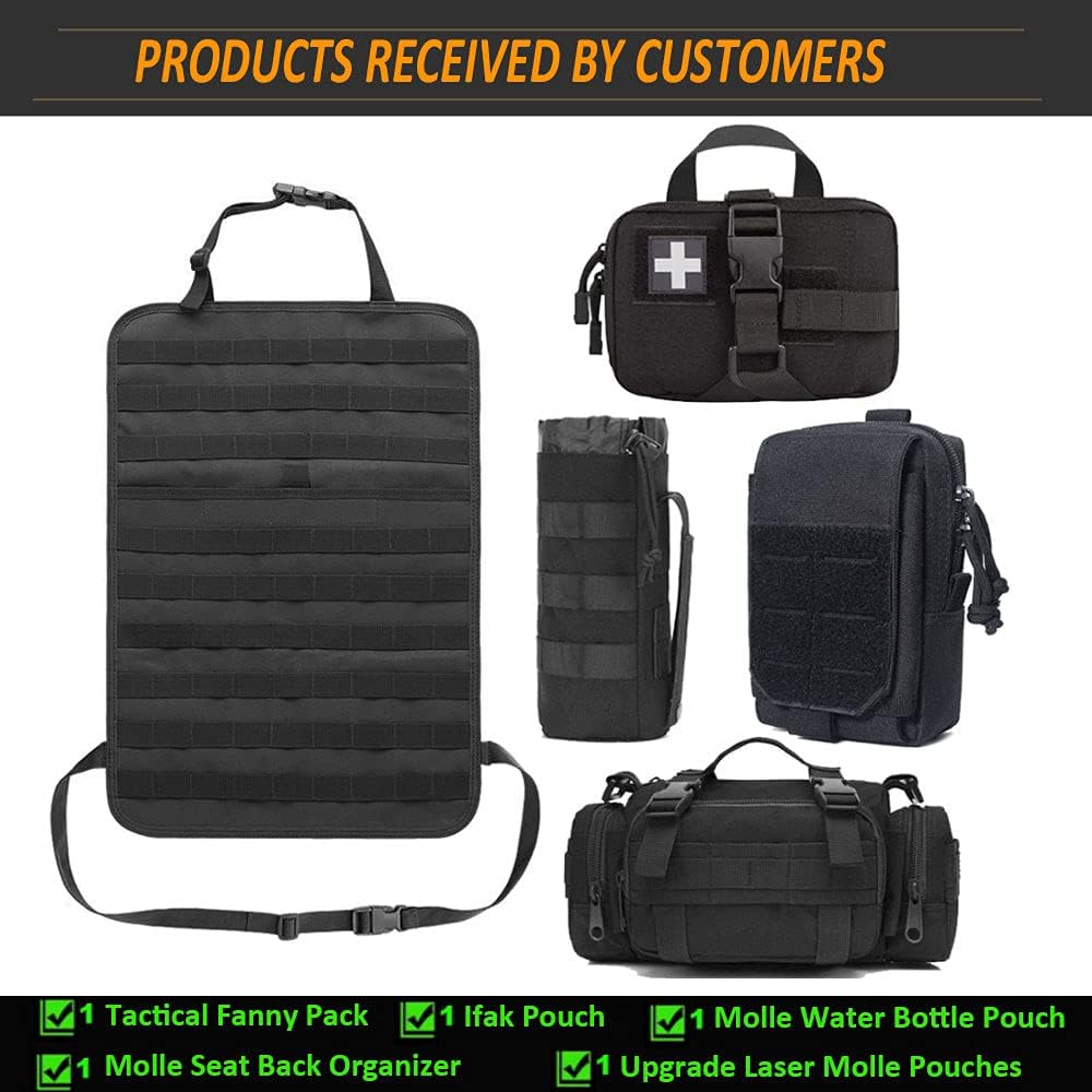 Molle Seat Back Organizer, Tactical Seat Covers with Pouches, Molle Tactical Vehicle Organizers Panel Car Seat Covers Protector for Truck