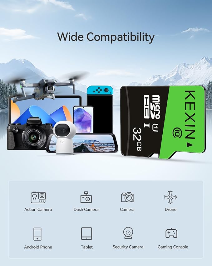 KEXIN 32GB Micro SD Card microSDHC Memory Card UHS-I C10 U1 Micro SD Card Full