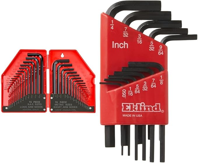 YIYITOOLS 30-Piece Hex Key Set and EKLIND 11-Piece Hex Key Set - Industrial Grade Alloy Steel Allen Wrench Sets with Storage Case
