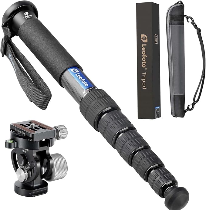 Leofoto MP-326C+VH-10S Monopod and Tilt Head Set, Carbon Fiber, VH-10S Monopod