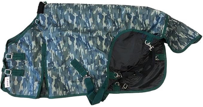 AJ Tack 1200D Waterproof Winter Pony Blanket - 300g Heavyweight Turnout with Fleece Collar, Shoulder Gussets & Tail Flap - Black 50"