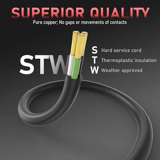 YESWELDER 25ft 250 Volt Welder Extension Cord 10 AWG Power Extension for Welding Machines, NEMA 6-50P to 6-50R
