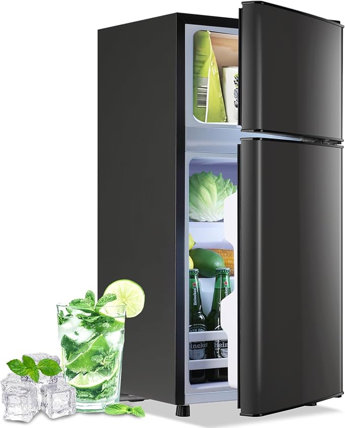 2.4 Cu.Ft Small Refrigerator with Freezer Dorm Mini Fridge with Removable Plastic Shelves Mini Refrigerator Ideal for Home, Office,Dormitory Gray