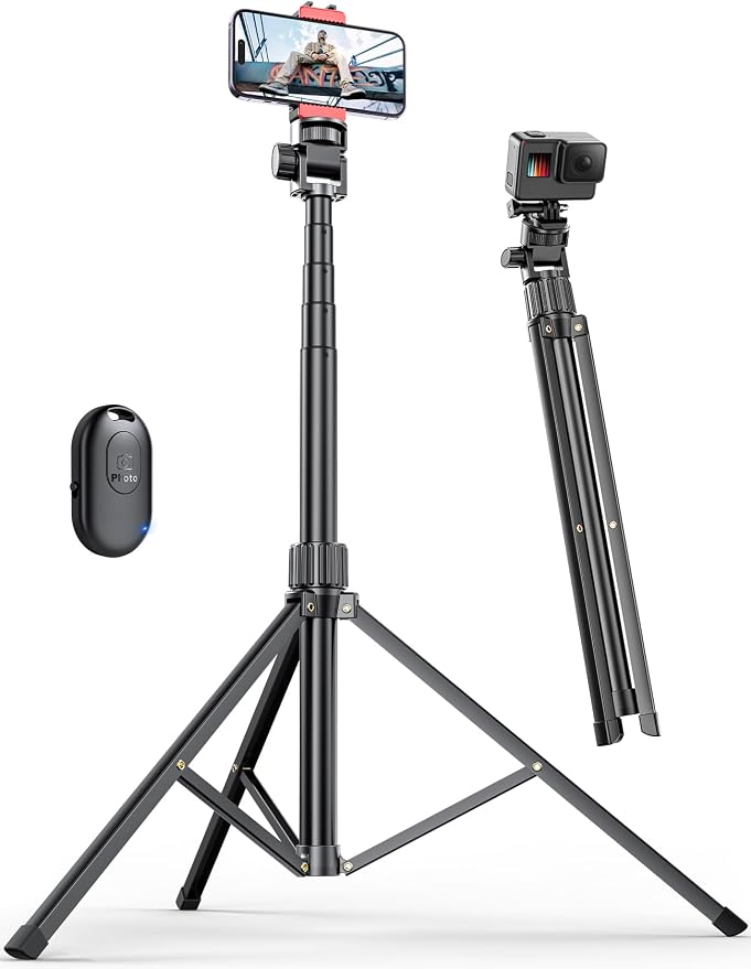 Pnitri 71'' Phone Tripod Stand, Extendable Reinforced Aluminum Phone Stand