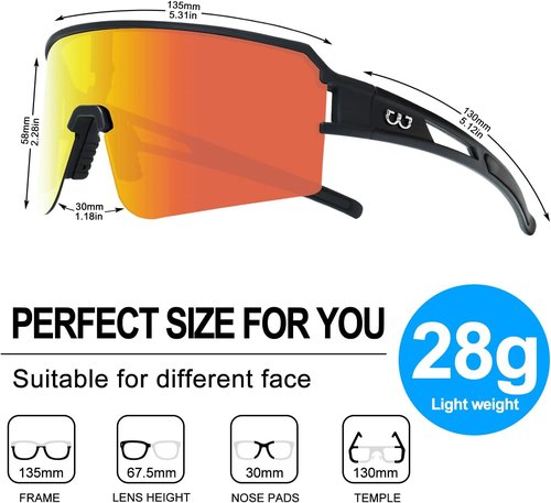 FMY Polarized Cycling Glasses - UV400 Protection Sports Sunglasses for Men, Women & Youth
