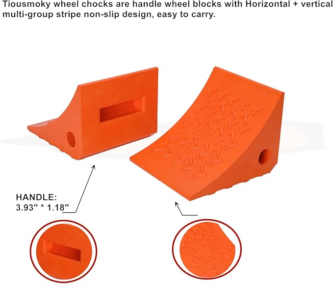 Wheel Chocks, Rubber Wheel Chock with Curved, Durable, Non-Slip, Solid Trailer Wheel Chocks for Boat Trailers, RV, Truck, Camper, 30000lbs, 4pack (Orange)