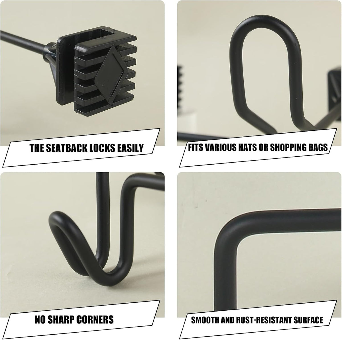 Hard Hat Holder for Truck Seat (1-Pack) - Heavy Duty Car Seat Hook Organizer for Construction, Safety Vest & Caps | Fits Trucks/SUVs/Cars