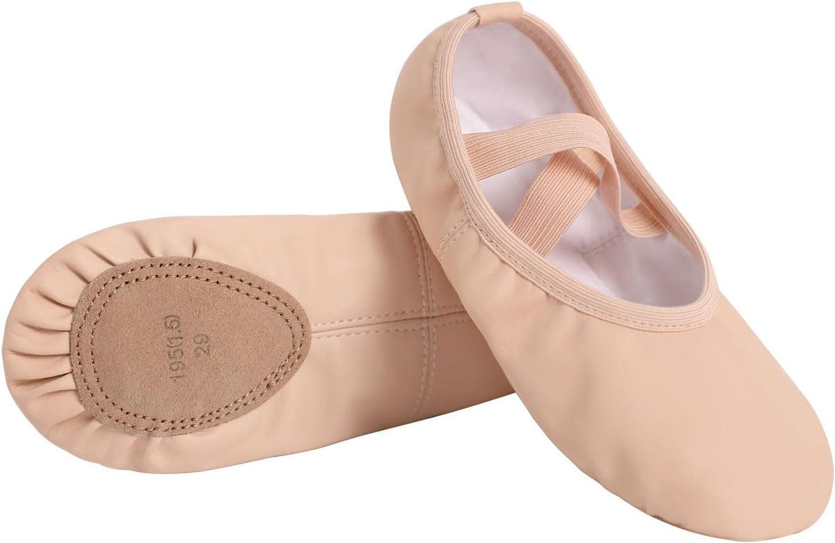 Phoeswan Ballet Shoes - PU Leather Dance Slippers for Girls | Toddler to Big Kid Sizes