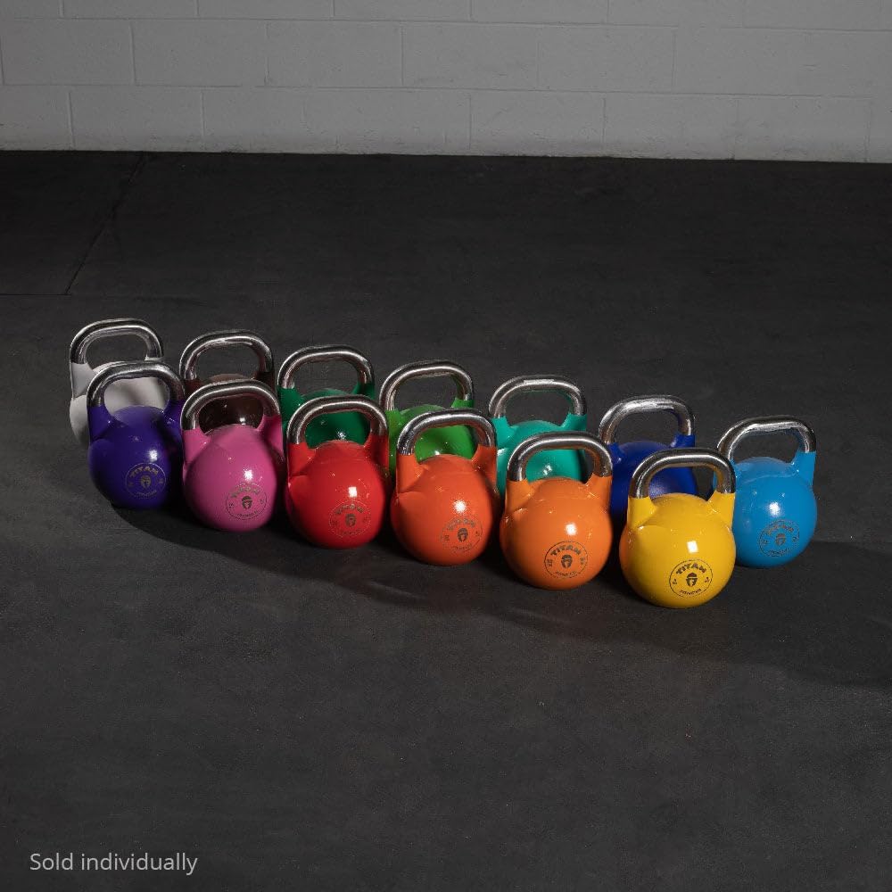 Titan Fitness Competition Kettlebell - Durable Single Piece Casting for Full Body Workouts | KG Markings