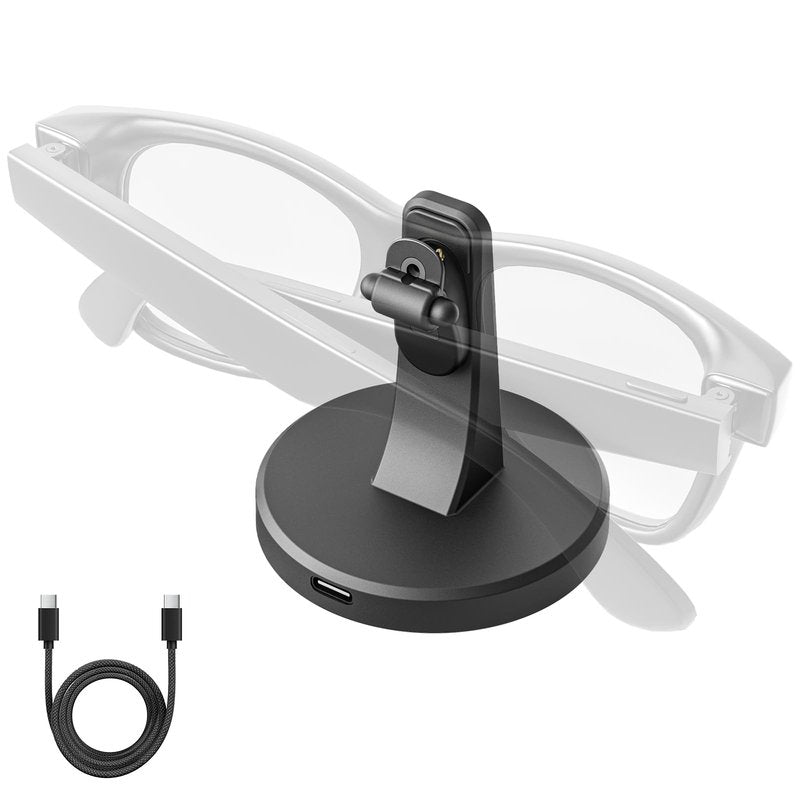 TUZTUALA Charger for Ray Ban Meta with 60W USB-C Cable, Fast Charging Stand with Scratch-Free Silicone & Anti-Slip Base, Accessories Compatible with Meta RayBan Wayfarer, Skyler & Headliner Glasses