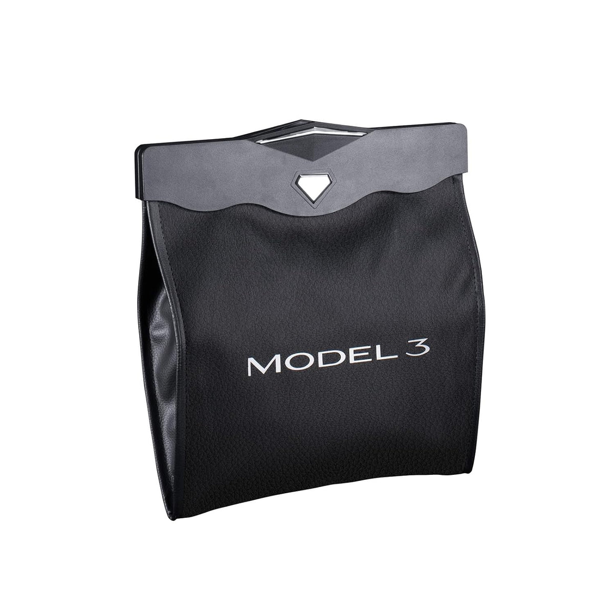 Motrobe Trash Can for Tesla Model 3 2017-2023 Garbage Bag [Strong Magnetic Buckle] with LED Light 1PCS Backseat Hanging Garbage Bin Waterproof Faux Leather Model 3 Interior Accessories 2.5 Gallons