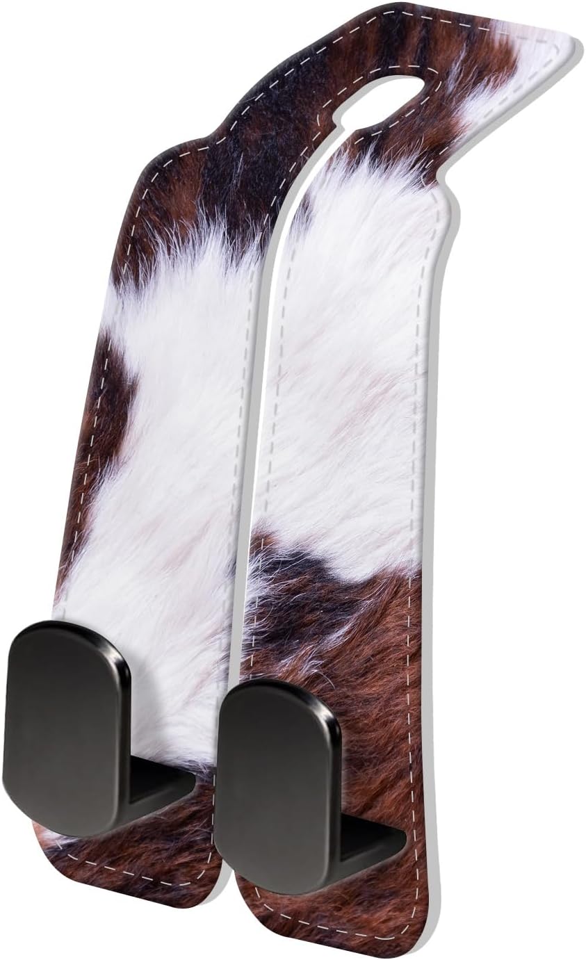 PU Leather Car Seat Hook, Storage Headrest Hanger, Cute Car Backseat Organizer, Car Hooks For Purses and Bags Black White Bat