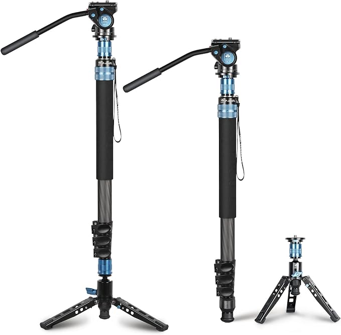 SIRUI P-424FL Carbon Fiber Camera Monopod Kit, Tripod Base, Flip Locks