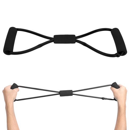 Figure 8 Resistance Band,TPE Exercise Resistance Band with Absorb Sweat Foam Handle,Multi?functional Elastic Resistant Workout Bands for Home Yoga,Gym,Outdoor Fitness(Black), Resistance band Work