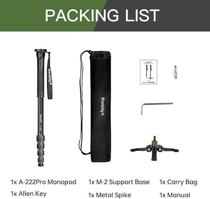 Manbily Camera Monopod with Feet, Aluminum Portable Travel Monopod with