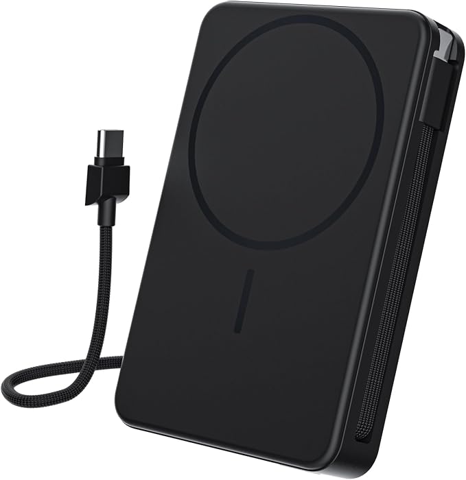 Magnetic Power Bank, 10,000mAh Wireless Portable Charger for Mag-Safe 15W Fast Charging, Battery Pack with USB-C Cable 20W in/Out for iPhone 17e/Air/17/16/15/14/13/12/Plus/Pro/Pro Max, AirPods & More