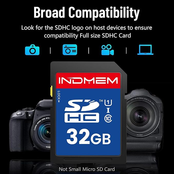 32GB SD Card, C10 SDHC UHS-I Memory Cards U1 Class 10 High-Speed Full 4K HD
