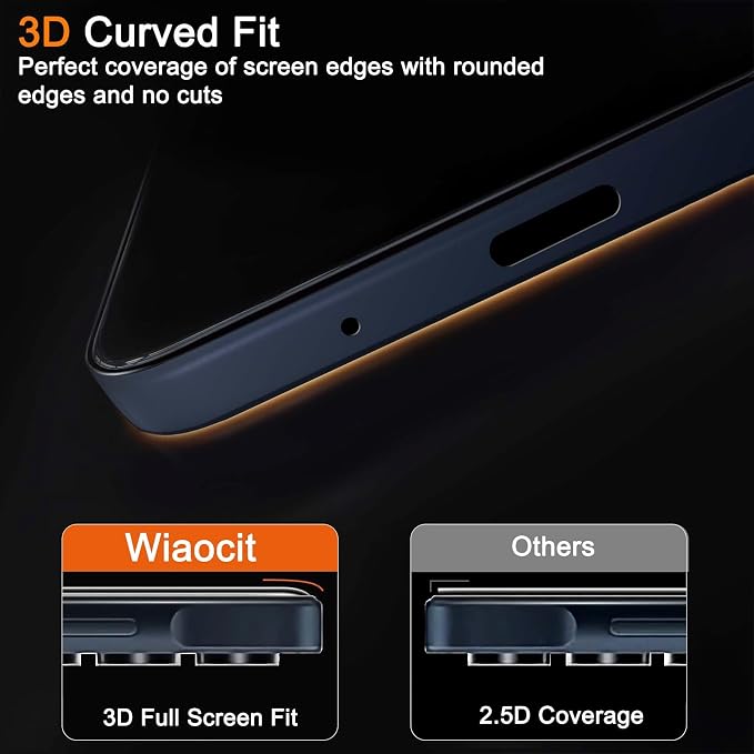 Wiaocit 3 Pack Tempered Glass Screen Protector