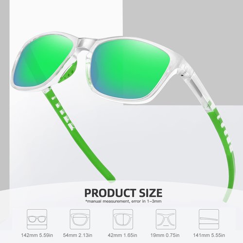 MEETSUN Polarized Sports Sunglasses for Women Men Driving Running Cycling Fishing Sun Glasses UV400 Protection Transparent Frame-Green Mirror Lens