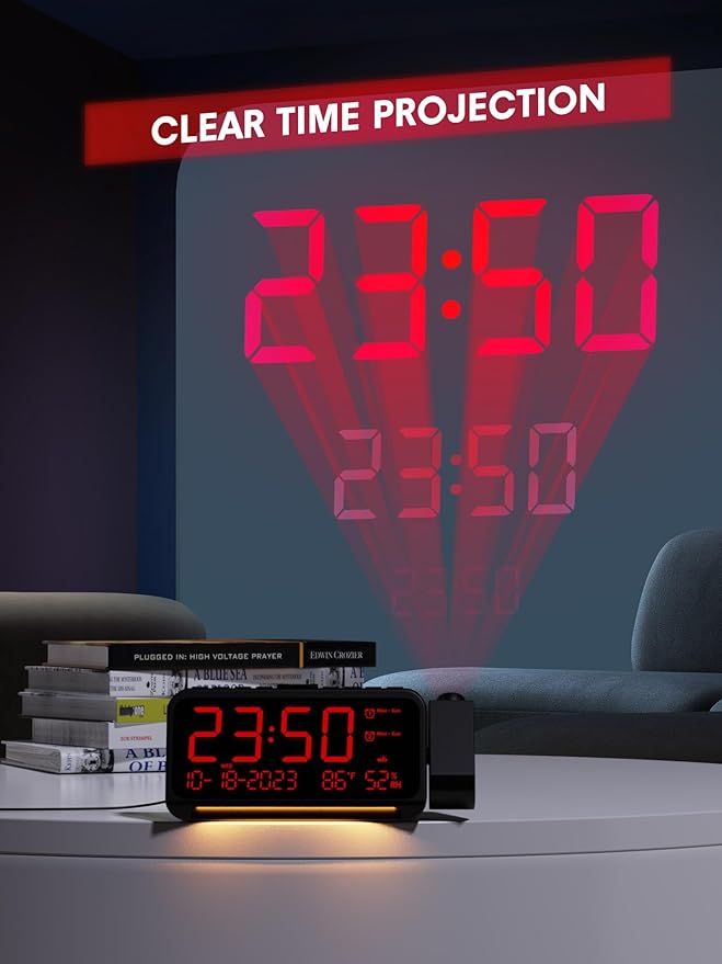 Projection Alarm Clock for Bedroom Ceiling, Digital Clock Projector