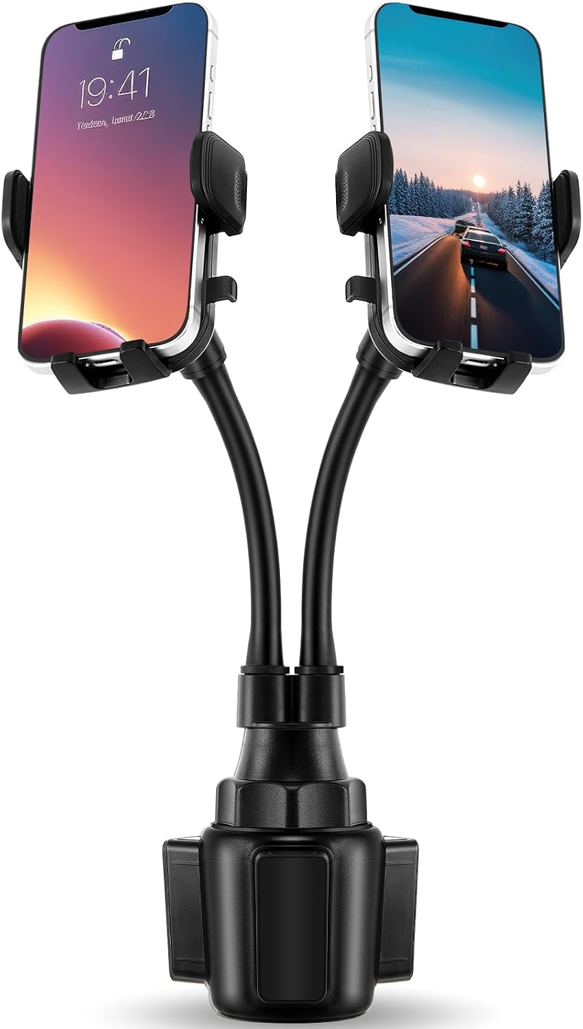 DaisyInner Dual Phone Car Mount Cup Holder 360° Rotatable 2.6"-4.3"