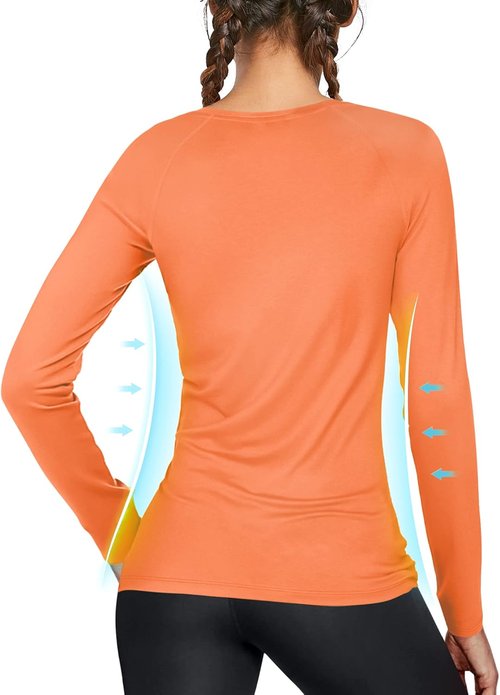 Isnowood Women's Sun Protection Long Sleeve Swim Shirt - UPF 50+ UV Rash Guard for Hiking & Running