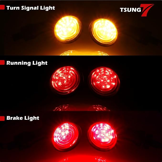 TSUNG Universal Motorcycle LED Turn Signals Small Bullet Front Rear Blinkers