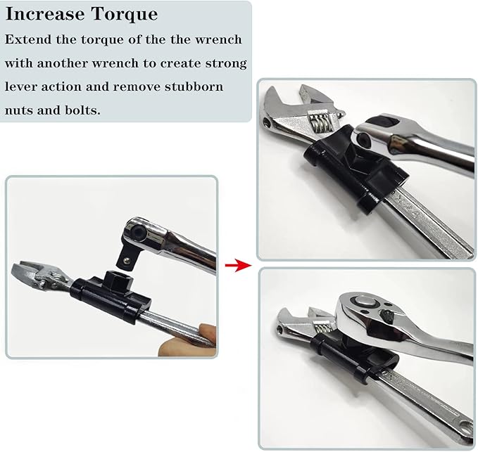 Universal Wrench Extender for 1/2 Inch Drive Breaker Bars / 21mm Hex Drive Wrench, Wrench Extension Tool for More Leverage on Stubborn Nut and Bolt, Extended Wrench Adapter for Cheater Bar