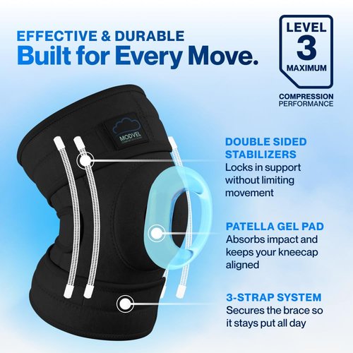 Modvel ELITE Knee Brace - Maximum Support for ACL & Meniscus Injury Recovery | Patella Gel Pads & Stabilizers