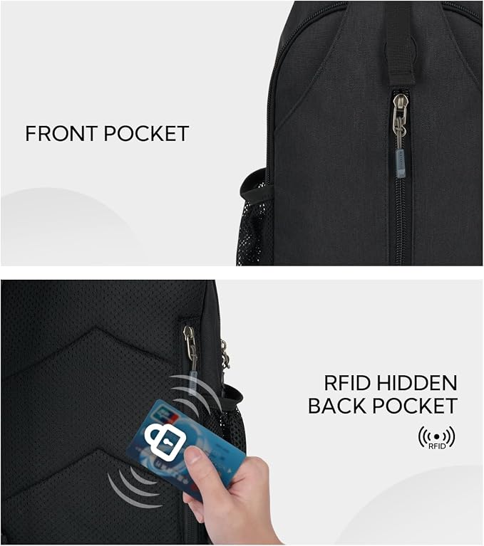 WATERFLY RFID Crossbody Sling Backpack Sling Bag Travel Hiking Chest Bag Daypack