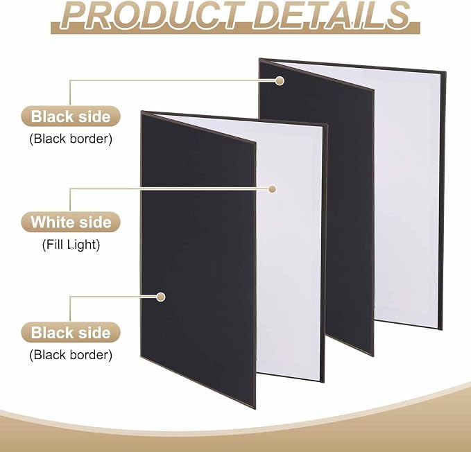 2Pcs 17"x11" Light Reflector 2 in 1 Photography Reflector Cardboards, Foldable