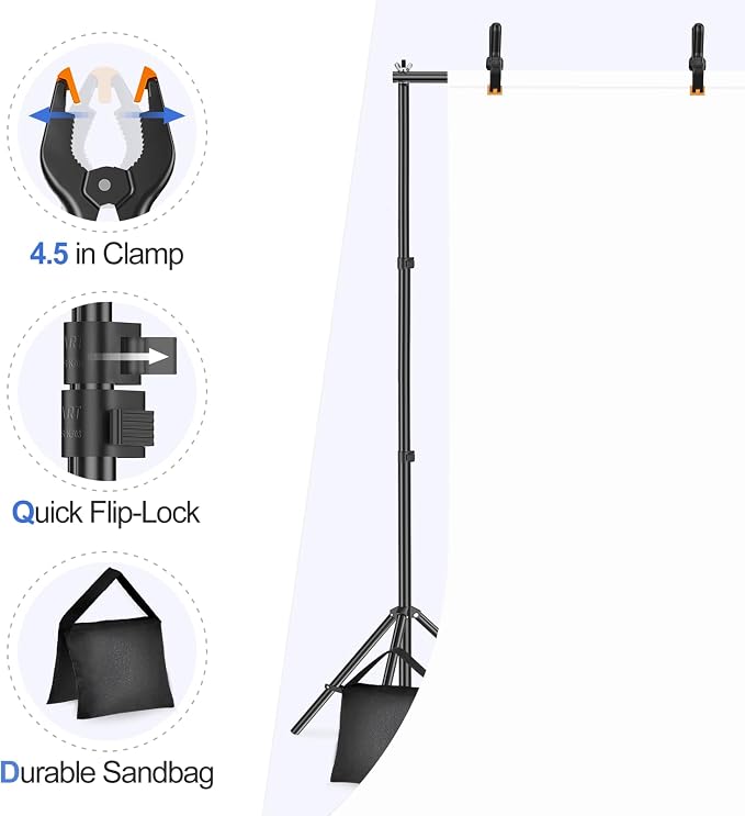 EMART Backdrop Stand 10x7ft Photo Studio Adjustable Background Stand Support kit
