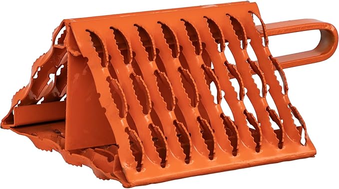 Buyers Products WC091061 Orange Powder Coated Galvanized Serrated Wheel Chock with Built-in Handle, 9 x 10 x 6 Inch, Extra Grip for Off-Road, Ice & Snow Conditions; Stable Tire & Trailer Chock