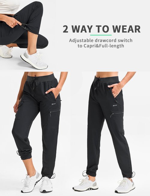 BVVU Women's Hiking Pants - Lightweight Quick-Dry Outdoor Cargo Joggers with Zipper Pockets