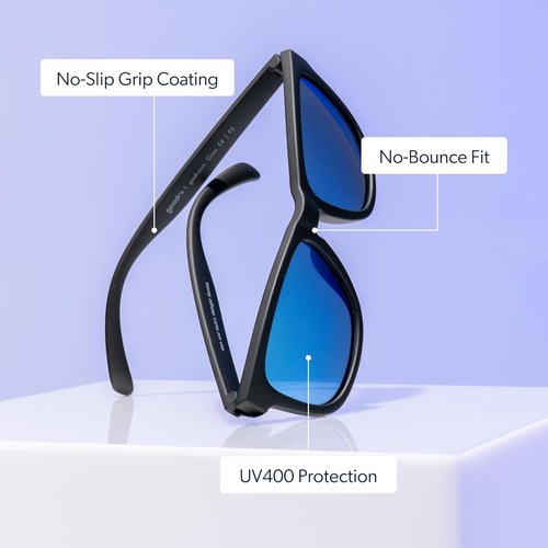 Goodr Mick & Keith's Midnight Ramble Polarized Sunglasses - Black Frame, Blue Mirrored Lenses, UV400 Protection | Unisex, Medium Size
