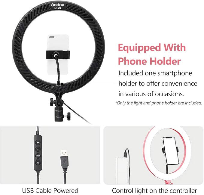 GODOX LR120 12 Inch LED Ring Light Photography Light Fill-in Light 3000K-6000K