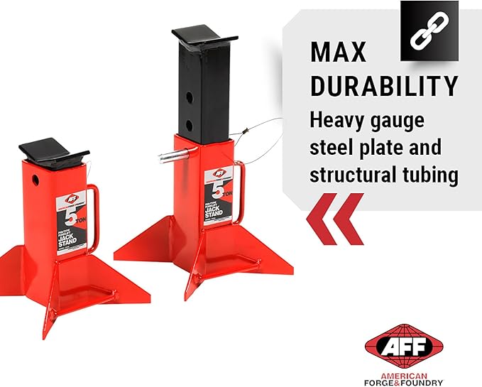 AFF Heavy Duty Pin Type Jack Stands, 5 Ton (10,000 Lbs) Capacity, 1 Pair, 3305A