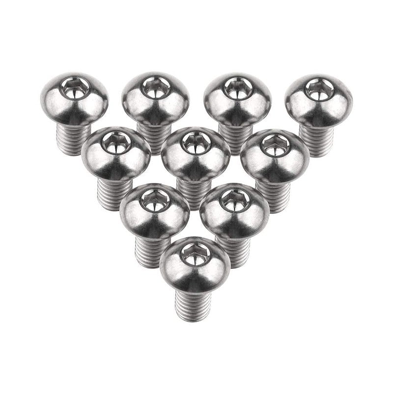 Wanyifa Titanium Ti Water Bottle Cage M5x8 10 12 15mm Bolt Button Head Allen Key Screws Pack of 10 (Silver, M5x10mm)