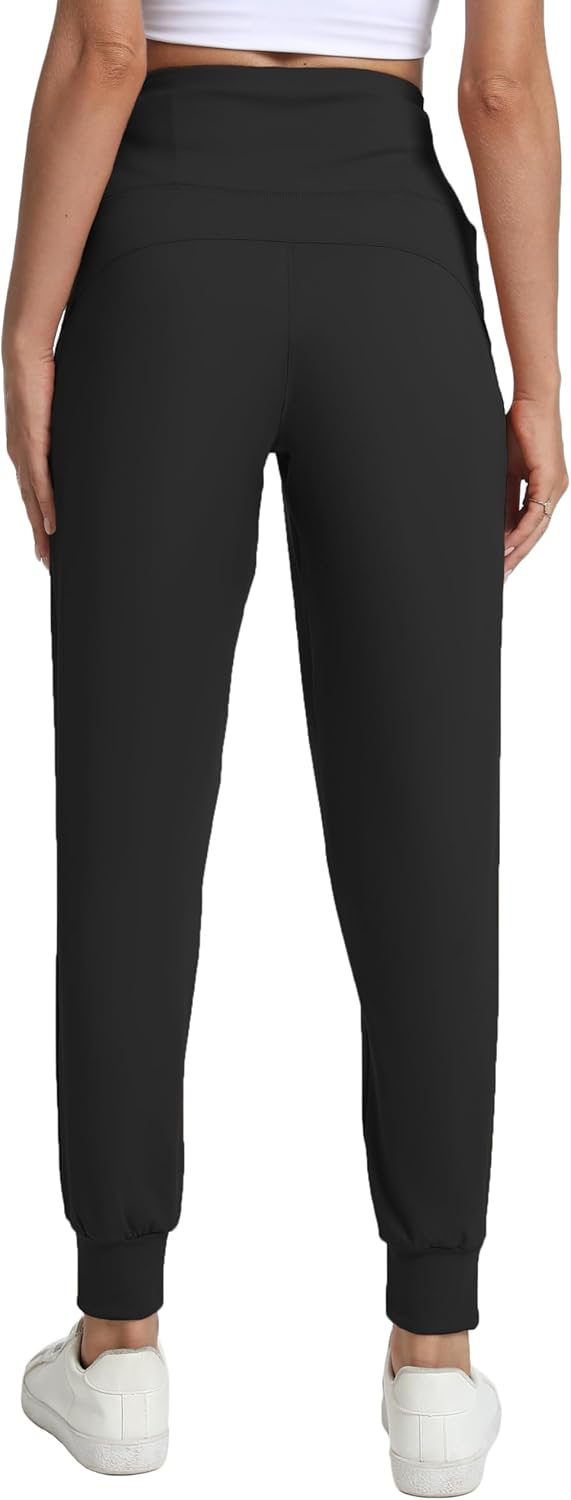 Rrosseyz Joggers for Women - Lightweight High-Waisted Athletic Pants with Zipper Pockets | Perfect for Travel & Workouts