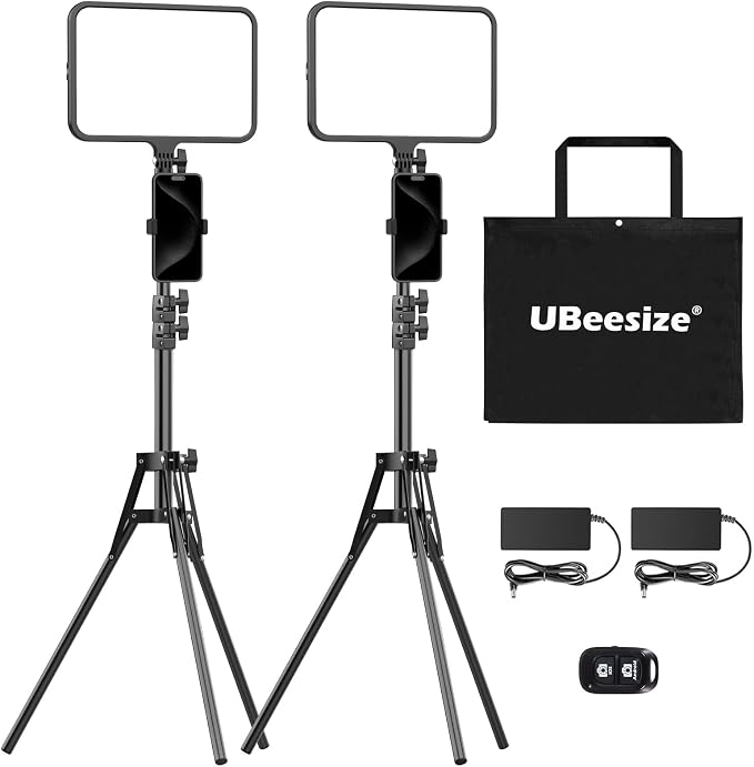 UBeesize 2 Pack LED Video Light Kit, Photography Lighting, Podcast Lighting