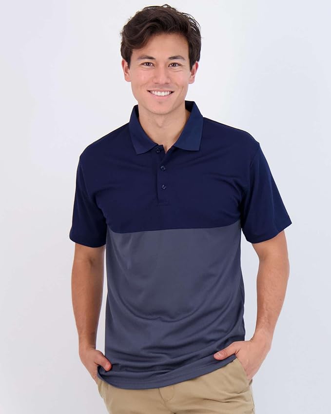 Real Essentials 3 Pack: Men's Quick-Dry Short Sleeve Athletic Performance Polo Shirt (Available in Big & Tall)