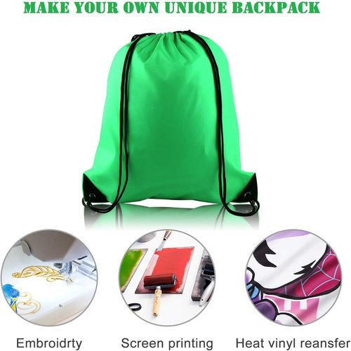 KUUQA Green Drawstring Backpacks - 100Pcs Bulk Gym & Travel Bags for Easy Carrying