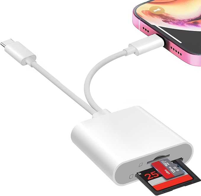 SD Card Reader for iPhone iPad, USB C & Lightning Dual Interface Memory Card