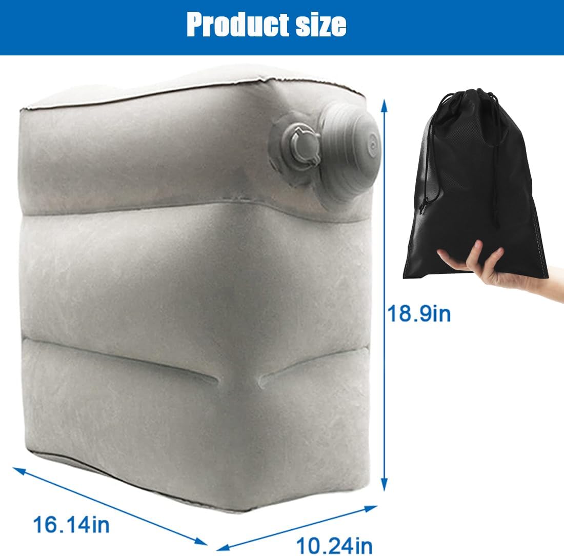 2 Pack Inflatable Foot Rest for Air Travel,Airplane Travel Foot Rest Adjustable Height,Car/Airplane,Footrest Pillow with Pump for Office,Airplane,Train,Cars,Home