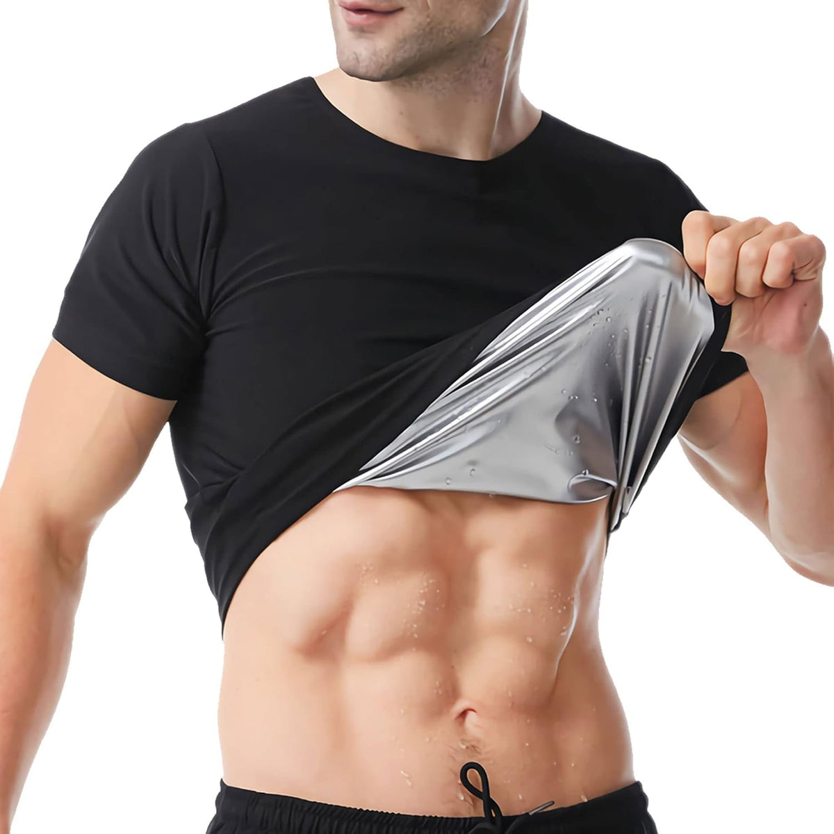Skiennix Sauna Shirt for Men - Short Sleeve Compression Vest for Effective Body Shaping | Gym Exercise Top