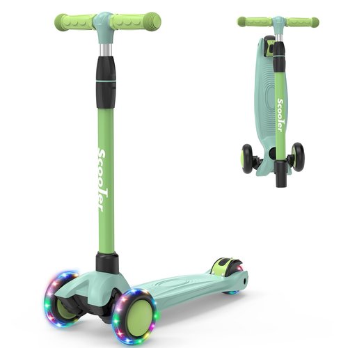 Kids Kick Scooter,Adjustable Height Handlebars and Removable Seat Scooters for Kids,3 Lighted Wheels Anti-Slip Deck Toddler Scooter for Boys & Girls Aged 3-12 up to 132 Lbs.