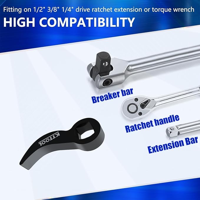 9 Pcs Pry Bar Wrench Adaptor Head Set, Crowbar Adapter Head Tool, Half Shaft Removal Car Repairing Tools 1/2" 3/8" 1/4" D 8pt 4pt (Square) Profile, with Extension Bar