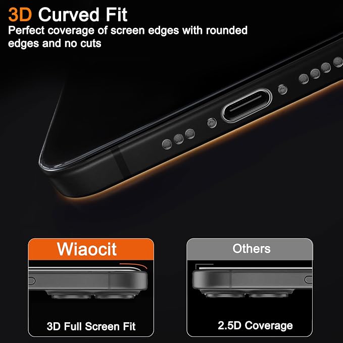 Wiaocit 3 Pack Tempered Glass Privacy Screen Protector