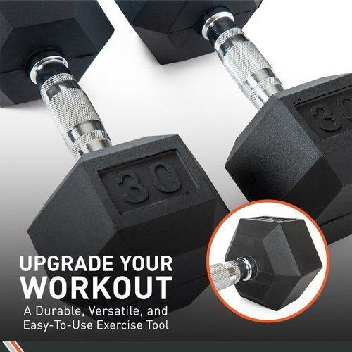 Body Sport Hex Dumbbell - Rubber Encased Weight for Strength Training | Home Gym Essential